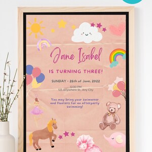 Editable Birthday Invitation Girls or Boys Printable Digital Instant Download Canva Editable Invitation