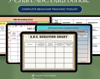 ABC-Datentabellen-Paket | 5 Verhaltensbeobachtungsinstrumente | Sonderpädagogik, ABA, ADHS | Auslöser, Verhalten, Konsequenz
