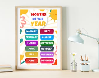 Vibrant Tone Months of the Year - January to December Classroom Printable - Kids months of the year