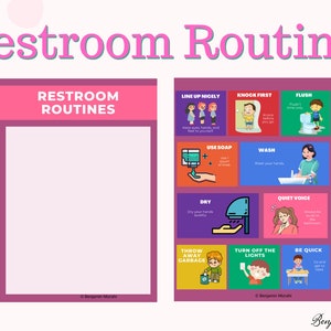 Restroom Routine Cards I Visual Schedule Cards| Toddler PreschooI Printable Routine Chart, Chore Chart Checklist