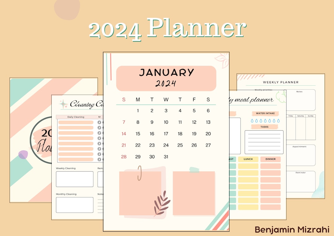 2024 Planner Template for Canva, 2024 Calendar Template, Productivity ...