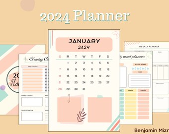 2024 Planner Template for Canva, 2024 Calendar Template, Productivity ...