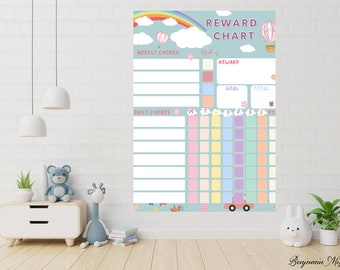 Printable Reward Chart for Kids | Pastel Chore Chart | Daily Routine & Behavior Tracker PDF
