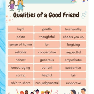 Good vs Bad friends poster - PRINTABLE Emotional Learning Social Skills, Speech Therapists for Student Counseling Groups