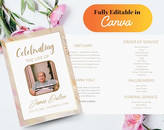 Elegant Floral Memorial Program Template (Editable)