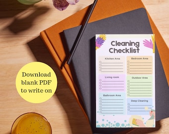 Editable Cleaning Checklist, Household Chore Chart (Digital Download PDF)