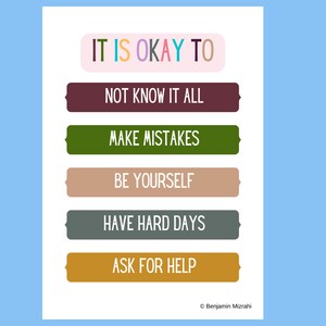 It&#39;s Okay To - Therapy Office Decor Mental Health Affirmations Poster - Kids Playroom Poster Wall Art Feeling Coping