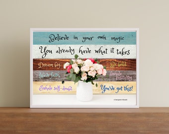 Inspirerende quote kunstafdruk | Kleurrijk motiverend decor (digitale download)