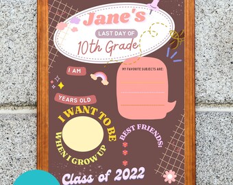 Editable First/Last Day of School Sign – Printable Keepsake (Digital Download)