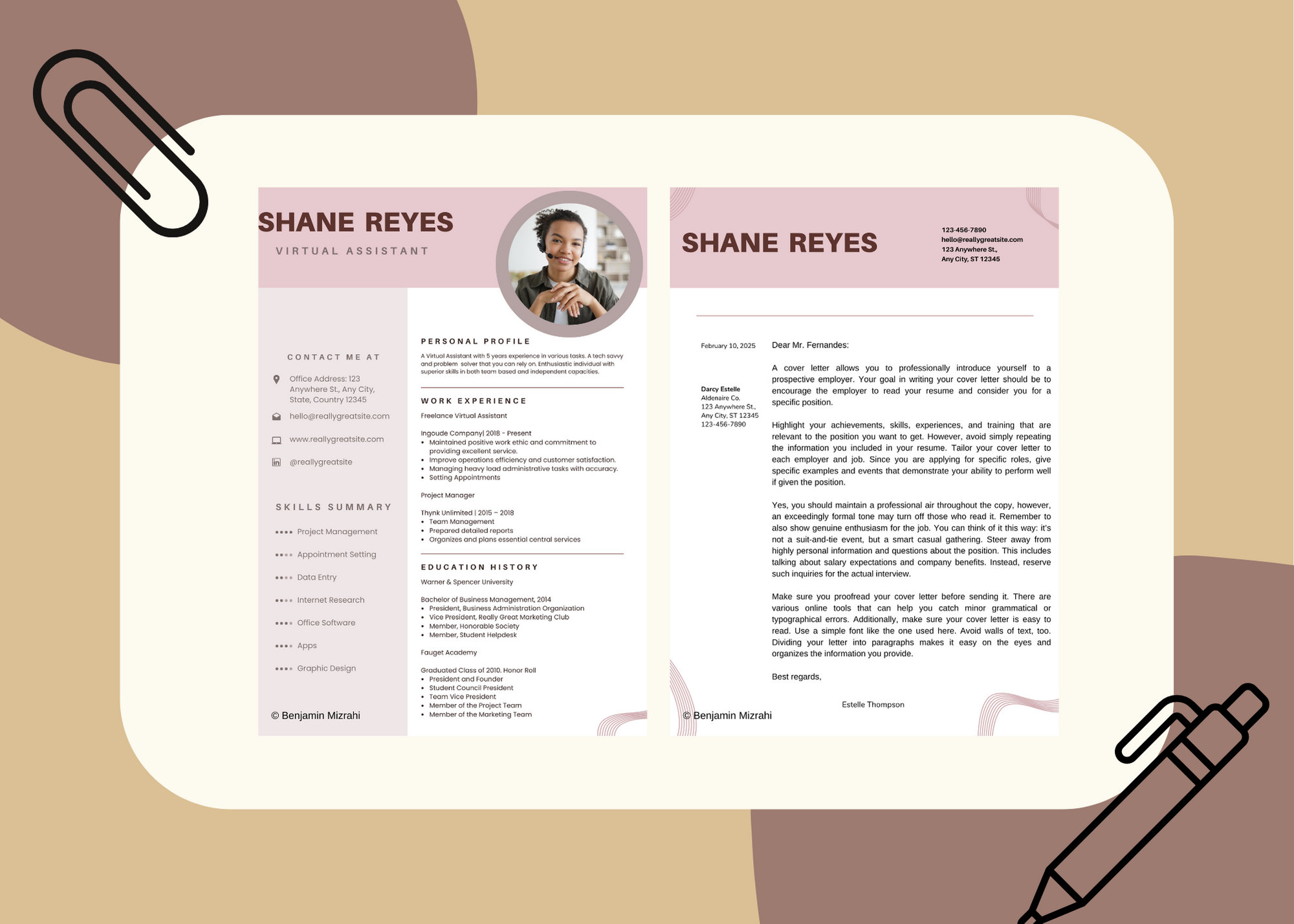 Modern Professional Resume Template for Canva, CV Template, Canva ...