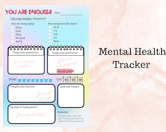 Daily Mental Health Tracker, Self Care Planner (PDF)