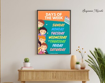 Days of the Week Poster | Rainbow Classroom Decor (Digital Download)