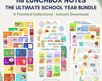 118 Lunchbox Notes for Kids | School Year Printable Bundle | Back to School Encouragement Cards | ADHD Anxiety Gift
