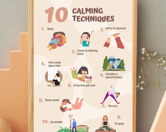 Calm Down Corner Poster - 10 Beruhigungstechniken für Kinder (Digitaler Download)