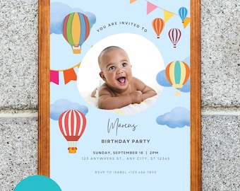 Invitación de cumpleaños editable niñas o niños imprimible digital descarga instantánea invitación Canva