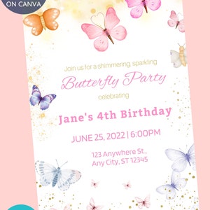 Editable Birthday Invitation Girls or Boys Printable Digital Instant Download Canva Editable Invitation