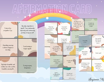 Positive Affirmation Cards for Kids, Mental Health, Mindfulness (Digital File)