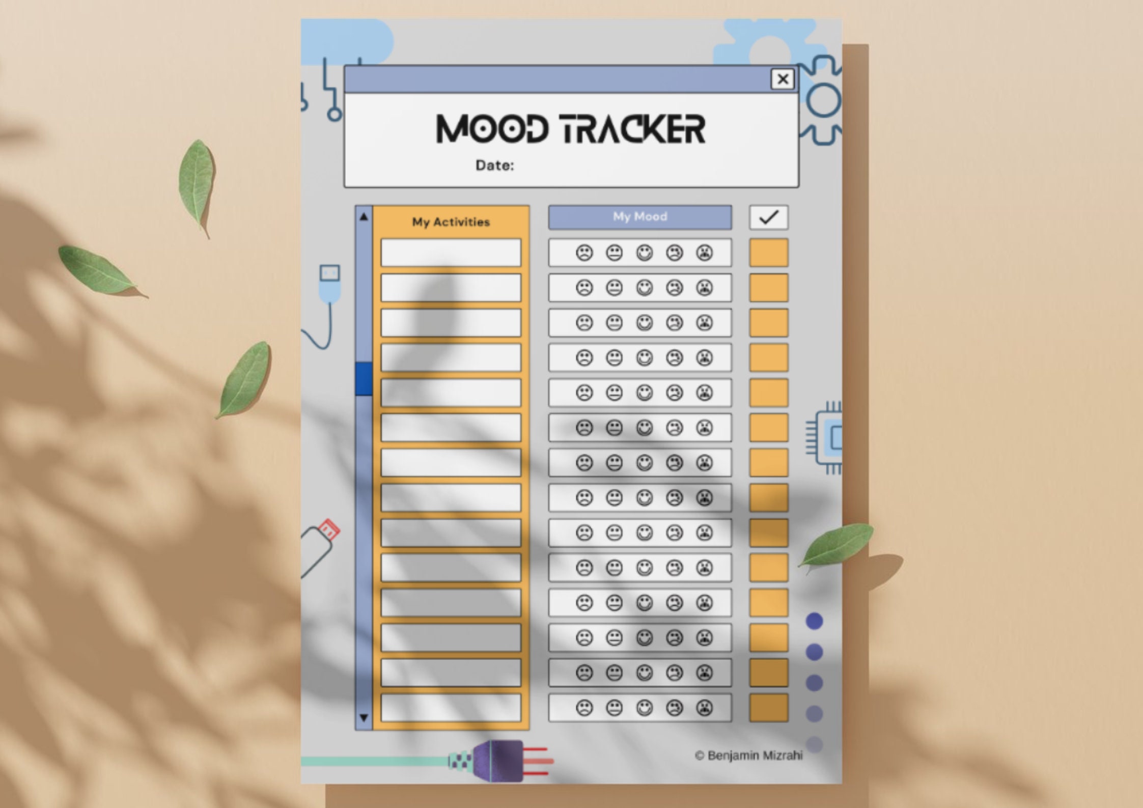 Printable Mood Tracker Chart Template, Daily Mood Tracker Pages for ...
