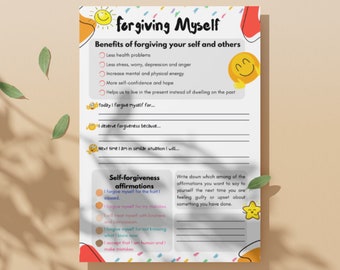 Self-Forgiveness Journal, Mental Health Printable (Digital Download)