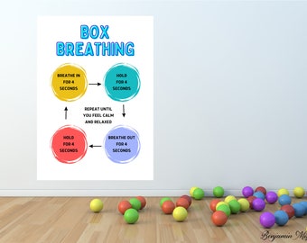 Box Atemtechnik Poster, Beruhigung Klassenzimmer Dekoration (Digitaler Download)