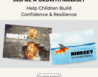 Mindset Is Everything Poster Bundle | Growth Mindset Printable for Kids | ADHD Classroom Motivational Art | SEL Special Education