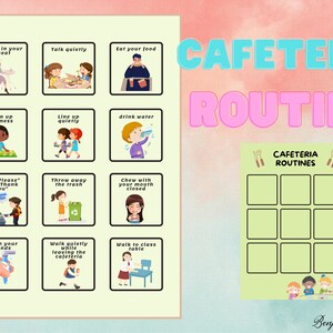 Cafeteria Routine Cards I Visual Schedule Cards| Toddler PreschooI Printable Routine Chart, Chore Chart Checklist