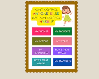 Mental Health Poster - Things I Can Control, Therapy Printable (Digital Download)