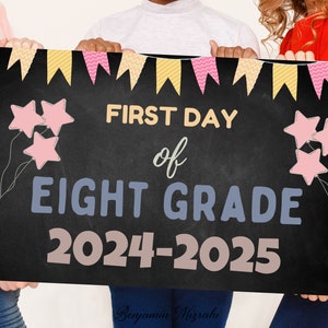 Welcome Back To School Sign, Editable First or Last day of School Sign - Any grade Sign l Printable Digital Chalkboard EDITABLE