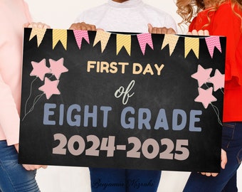 Welcome Back To School Sign, Editable First or Last day of School Sign - Any grade Sign l Printable Digital Chalkboard EDITABLE