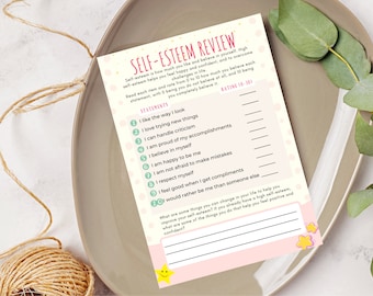 Self-Esteem Journal Worksheet for Kids & Teens (Digital Download)