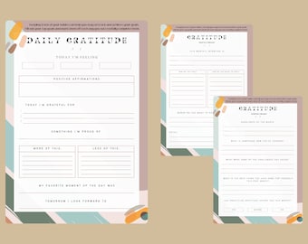 Daily Gratitude Journal | Self-Care Reflection Prompts (Instant Download)