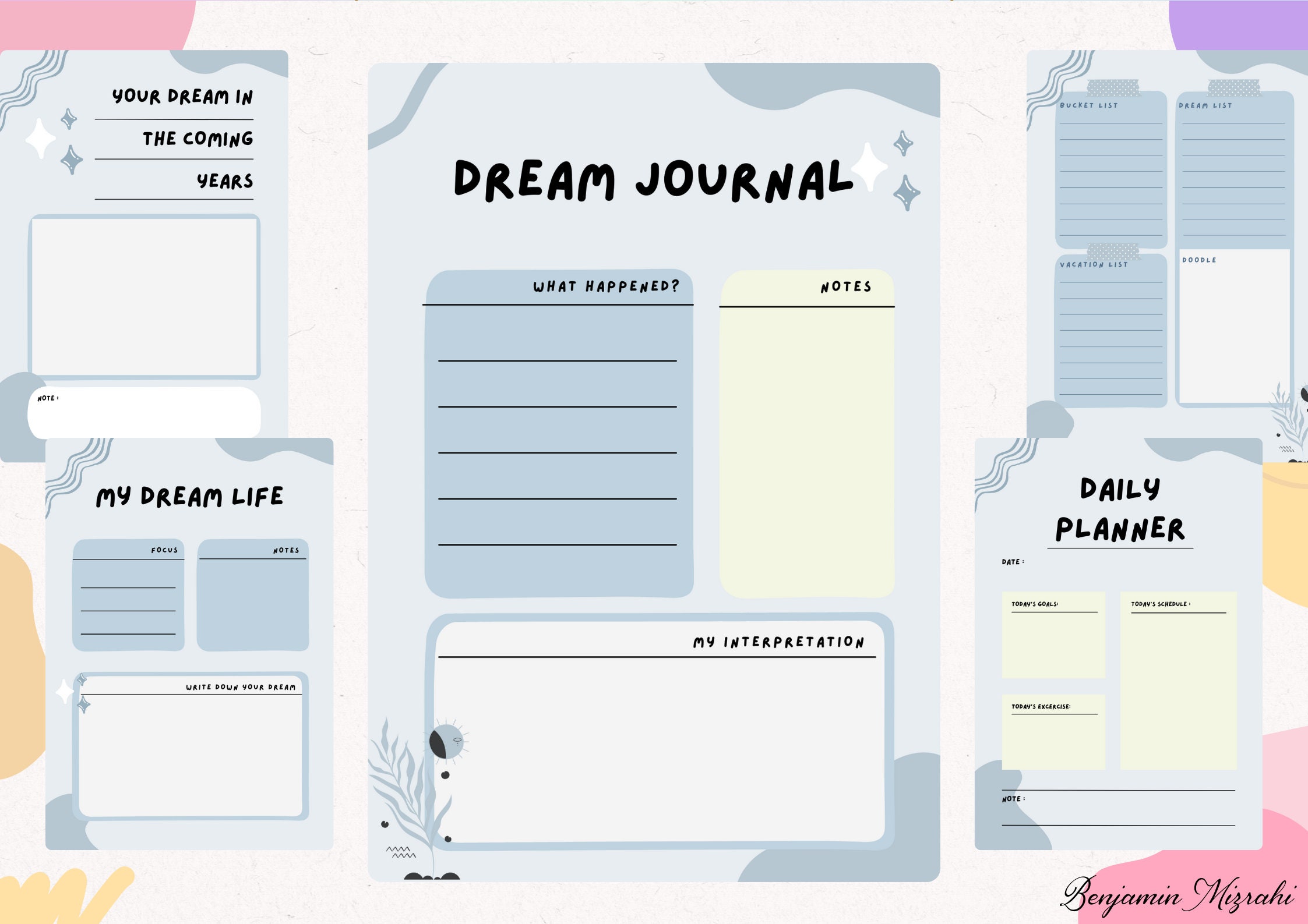 Printable Dream Journal | Self-care Wellness Tracker (digital Download) - Etsy