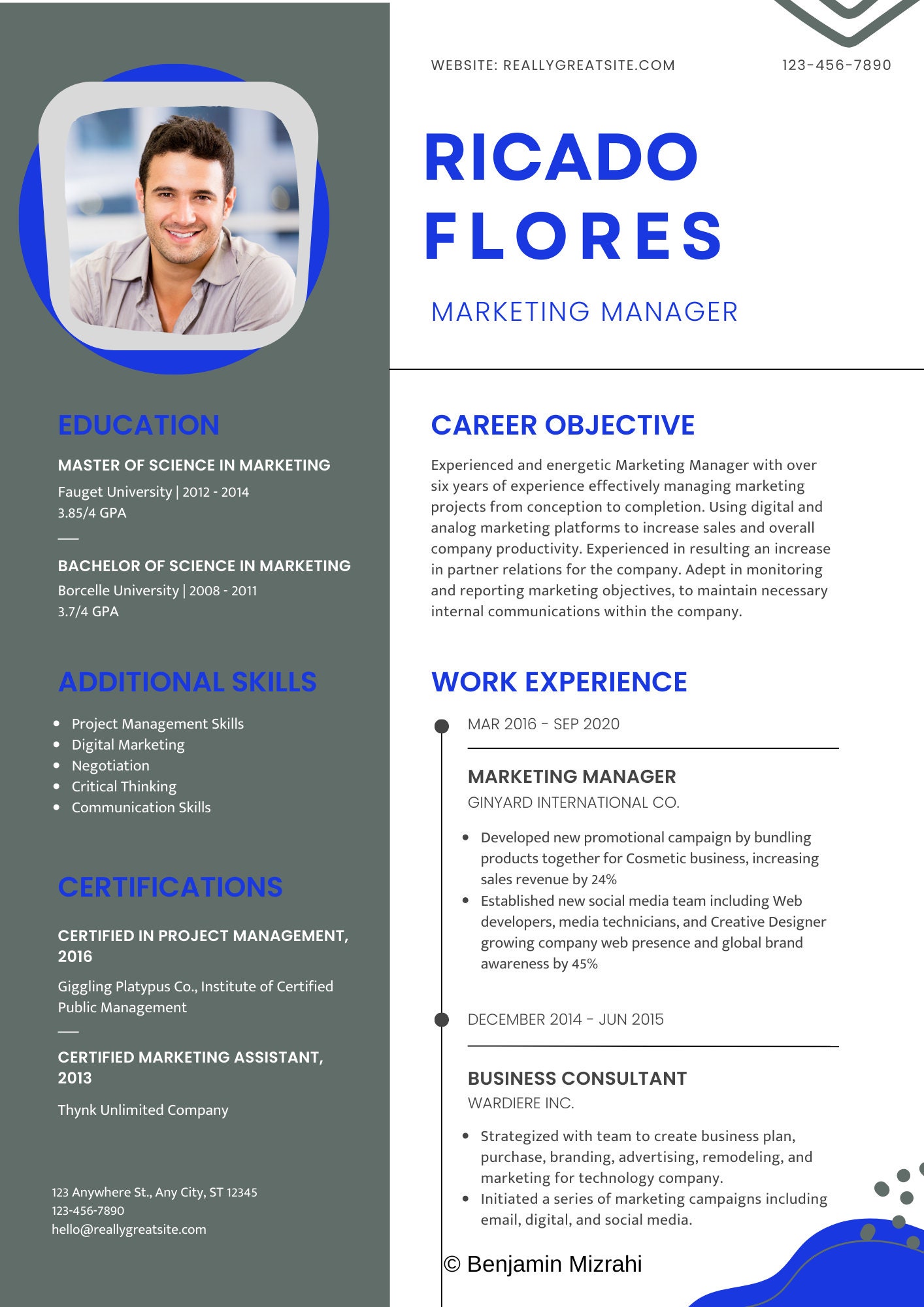 Marketing Manager Resume Template Cover Letter Template Canva, Modern ...
