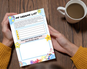 Dream List Goals Journal, Life Dreams Workbook (Digital Download)