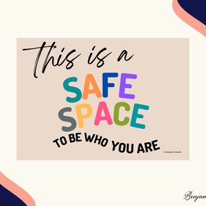 This Is A Safe Space To Be Who You Are-Poster-School Counselor Decor - Therapist Office-Diversity Art-LGBTQ-Trust-Office Art