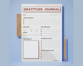 Diario de gratitud imprimible / Mindfulness y autocuidado (descarga digital)