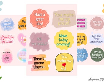 Printable Kids Lunchbox Note Cards, Motivational Messages (PDF Download)