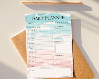 Undated Daily Planner Printable, Work Day Schedule (Digital Download)