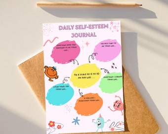 Self-Esteem Journal Worksheet for Kids & Teens (Digital Download)