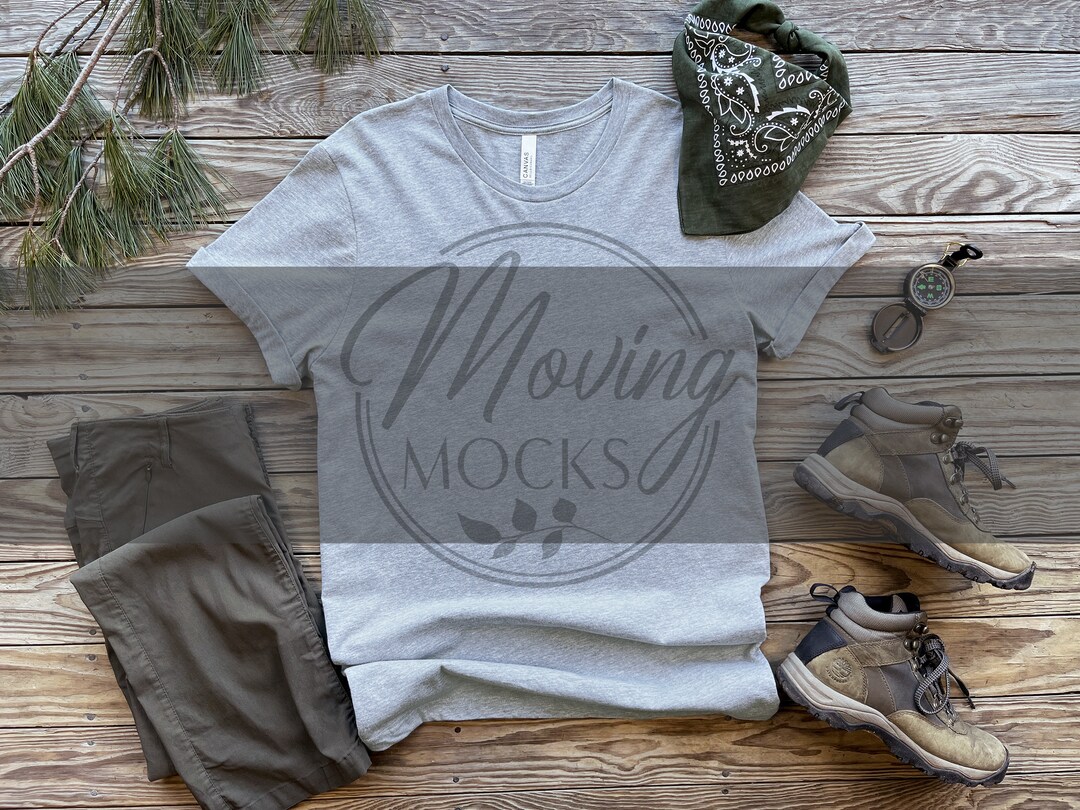 Athletic Heather Bella Canvas 3001 Mockup, Outdoor Mockup, Hiking ...