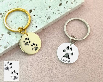 Custom Pet Paw Print Keychains • Actual Paw Keychains • Pet Memorial Gifts • Pet Jewelry • Pet Name Keychains • Birthday Gifts