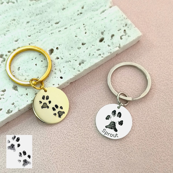 Custom Pet Paw Print Keychains • Actual Paw Keychains • Pet Memorial Gifts • Pet Jewelry • Pet Name Keychains • Birthday Gifts