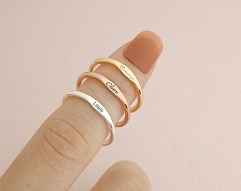 Custom Name Ring • Stacking Ring • Engraved Ring • Minimalist Ring • Summer Jewelry