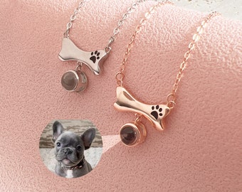 Custom Pet Photo Projection Necklace • Photo Projection Necklace • Dog Bone Necklace • Paw Print Necklace • Memorial Gifts • Christmas Gifts