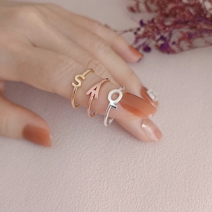Dainty Initial Ring • Skinny Letter Ring • Custom Initial Ring • Stacking Ring • Letter Ring • Gift For Her