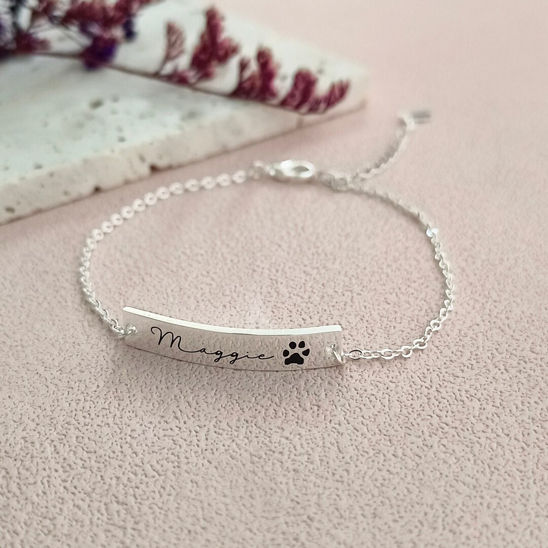 Custom Pet Paw Print Bracelet • Actual Paw Bracelet • Custom Name ...