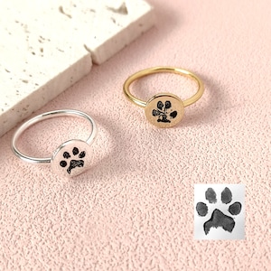 Custom Pet Paw Print Rings • Actual Paw Rings • Pet Memorial Gifts • Pet Jewelry • Engraved Rings