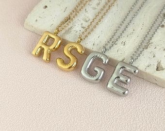 Collier de lettres à bulles personnalisé • Collier de lettres 3D personnalisé • Collier initial • Collier d'argent • Cadeau pour elle