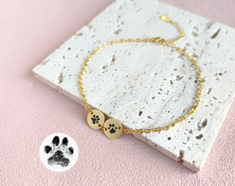 Custom Pet Paw Print Bracelet • Actual Paw Engraving Bracelet • Custom Pet Bracelet • Pet Memorial Gifts