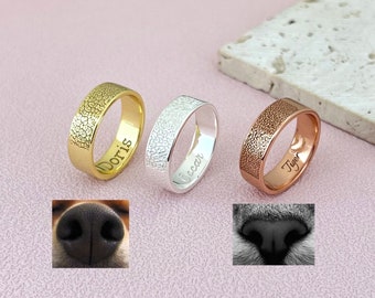 Pet&#39;s Nose print Ring • Dog Cat Nose Print Ring • Custom Engrave Ring • Christmas gift • Gift For Her